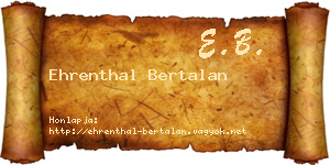 Ehrenthal Bertalan névjegykártya